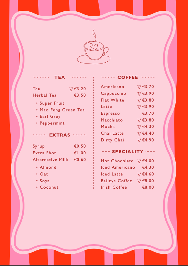 Coffee Menu